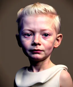 Tilda swinton toddler, full body, shoe, dress, soft skin, dramatic lighting, hyper realistic