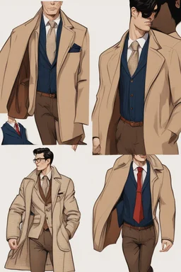 a Clark kent winter fashion runway with modern clothes by Superman style clothes, embroidery elegant fashion beige tones