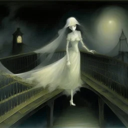 THE GHOST IS STILL DANCING AT NIGHT ON THE OLD COUNTRY BRIDGE. . Leonor Fini. Fiona Staples