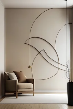 Design a mural with simple curves and arcs for a minimalistic composition that exudes simplicity and elegance."