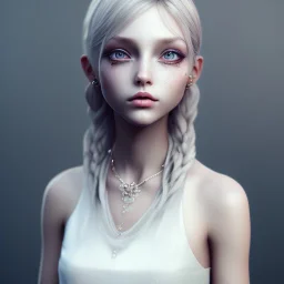 Cute fluid ink girl, big black eyes, unreal engine 5, 8k resolution, photorealistic, ultra detailed