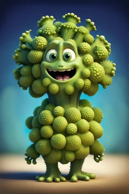 Romanesco as a Cute mascot in pixar Style