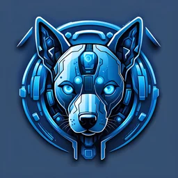 a a blue logo that looks like the cyborg dog