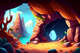cartoon magic cave landscape realistic cartoon style