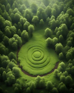 Green land soil with trees in the middle of a forest for design