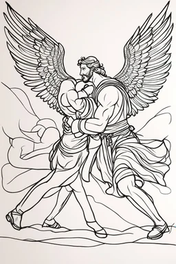 this drawing consists of a single line [la ligne Claire: drawn with a Sharpie marker] the general shape of Jacob wrestling with angel