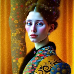 retrato de mujer bella con estilo de Gustav Klimt