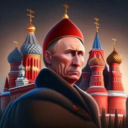 cartoon of President putin in the Kremlin detallada obra de arte 4k