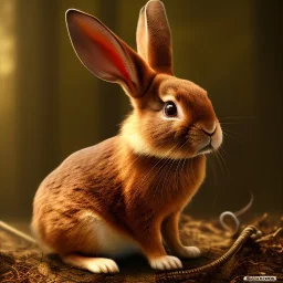 Forest in steampunk rabbit, extremely detailed, UHD, 8k,The close-up camera effect,sharp focus,perfect,position,hyperphotorealistic