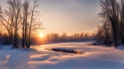 afternoon, sunset, winter, River