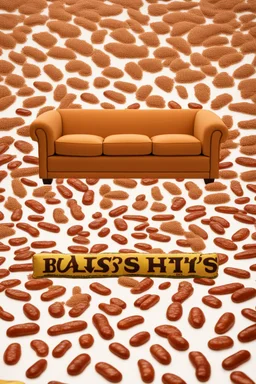 a couch made out baked beans with a bush's logo