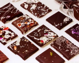 Varying & diverse chocolate products painted in water colour