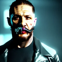 Actor, tom hardy, replicant man, blade runner style, rain, fog, neon ambient, gradient color, clean skin, circuits, latex coat, cyber punk, neon, tubes, portrait, studio photo, unreal engine 5, smooth color, 16 bit, god lights, ray tracing, RTX, lumen lighting, ultra deatail, volumetric lighting, 3d, finely drawn, hd.