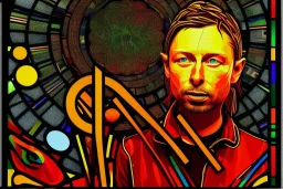 Thom Yorke rendered in stained glass