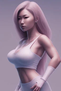 isometric clean art of super japanese woman hitomi tanaka, soft lighting, soft pastel gradients, high definition, 3d icon clay render, blender 3d