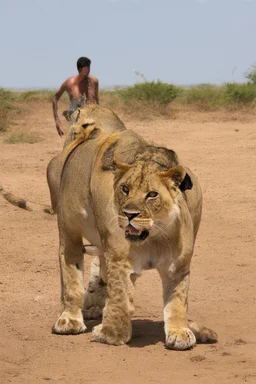 scavengers looking for the remaining carcusses after a lions feat , full moon sppoky