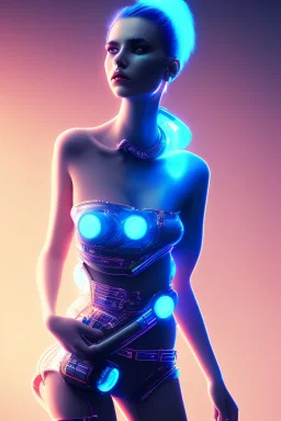 cyberpunk, body, women, rendering, blue hair, black background