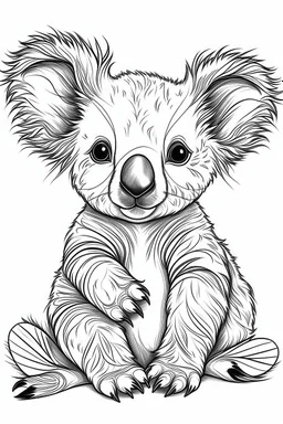 outline art for Koala Joey coloring pages with sitch, white background, Sketch style, full body, only use outline, toddlers style, clean line art, white background, no shadows and clear and well outlined.