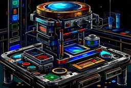 oil paint space station pancake machine heritage authentic cyberpunk relic vibrant colours