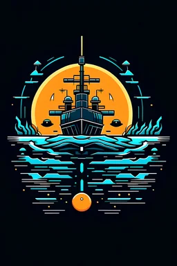 An 8 bit style fast attack submarine logo