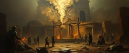 master oil painting by Rembrandt, sodomite in Babylon in the style of Fallout 4