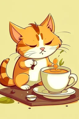 Cat brewing tea cute