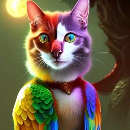 fantasy setting, parrot cat