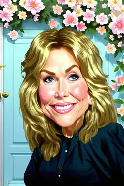 Create a caricature (downloaded photo) that is particularly close to smooth digital style or realistic vector illustration (often associated with the smudge art or oil paint effect in digital art) with a background backdrop.
