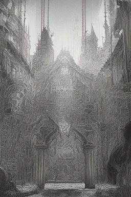 surrealis monochrome A fragmented, surreal sculpture liguid color of photorealistic image 3d,psychedelic art of an castle glossy emerging from dreamlike a crumbling building. The face appears pale with deep cracks and intricate details, evoking a haunting expression. Blackened tree branches intertwine with the gold mengkilat cracks, set against a backdrop of stormy, cloud-filled skies. bauhaus art The overall tone is dark and moody, suggesting themes of decay and transformation.