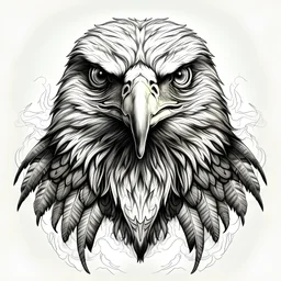 eagle head-on with stretched open wings drawing