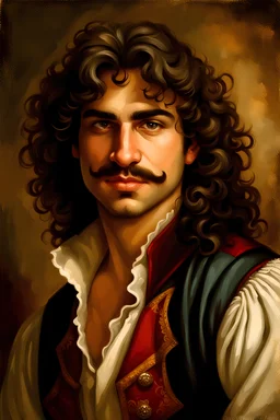 High Quality Painted Portrait Portrait of an young handsome Swashbuckler that looks like Inigo Montoya