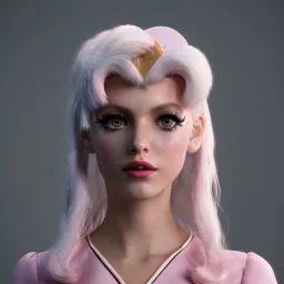 sailor moon con pelo largo i rubio, con traje blanco