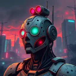 robot, dystopia, post-apocalypse, cyberpunk aesthetic