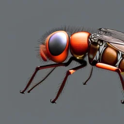 Photo of fly, 900mm lens, ultrarealistic,hyper detailed, front view, centered position