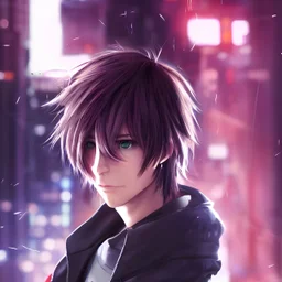 8k photo realistic cinematic 2d portrait of cute attractive cyberpunk anime boy with best silky hair close view photo shot