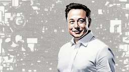 "A captivating image blending the brilliance of tech pioneer Elon Musk with cutting-edge artificial intelligence technologies. Musk is clearly visible, facing the camera with a confident smile that reflects his assurance and enthusiasm. Amidst his face's candid charm, advanced robotic elements are integrated, showcasing the synergy of human ingenuity and AI advancements. This image embodies the perfect balance between humanity and technology, echoing Musk's visionary approach to shaping the futu