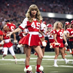 Taylor Swift as a cheerleader for the Kansas City Chiefs.