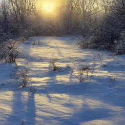 winter landscape, bells, sun