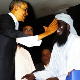 barack oboma giving osoma bin laden a high five