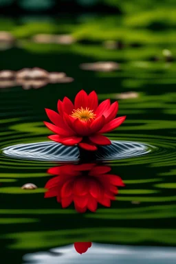 Fleur rouge qui bordent un étang