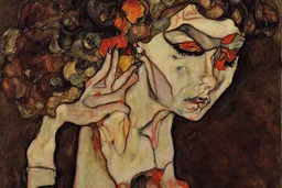 hippie girl smoke by Egon Schiele