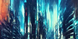 Art by John Berkey and John Harris and alena aenami and blade runner and akira, futuristic cyberpunk city, high rise, smooth, sharp focus, higly detailed, digital painting, concept art, elegant, centered, Taris Star Wars, connected