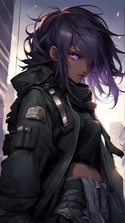 beyaz kısa saçlı mor gözlü insan olmayan bir karakter farklı kıyafet daha farklı