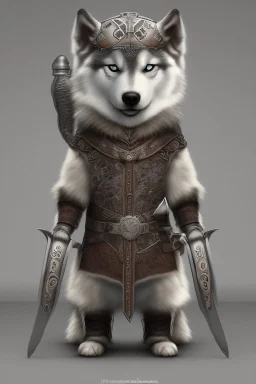 silver steampunk husky viking