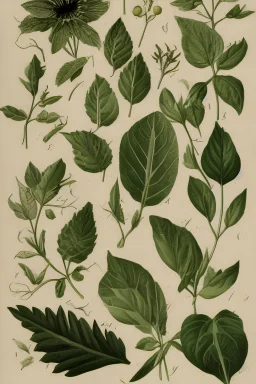 Vintage Botanicals Illustrations on Cream Background