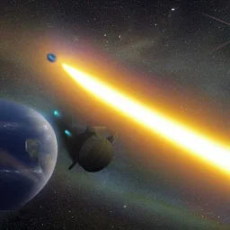 three starships battle laser around Earth