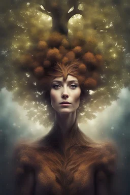 chestnut tree, mystical, Queen, woman, abstract