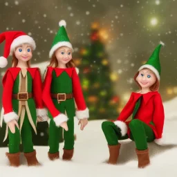 elves. Christmas scene. photorealistic. low-key