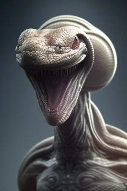 snake alien, head,8 eyes, evil, 8k, with hairs, finely detailed, photo realistic