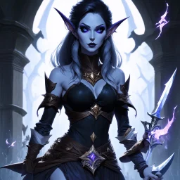 drow elf woman, spellsword, digital art, dark fantasy